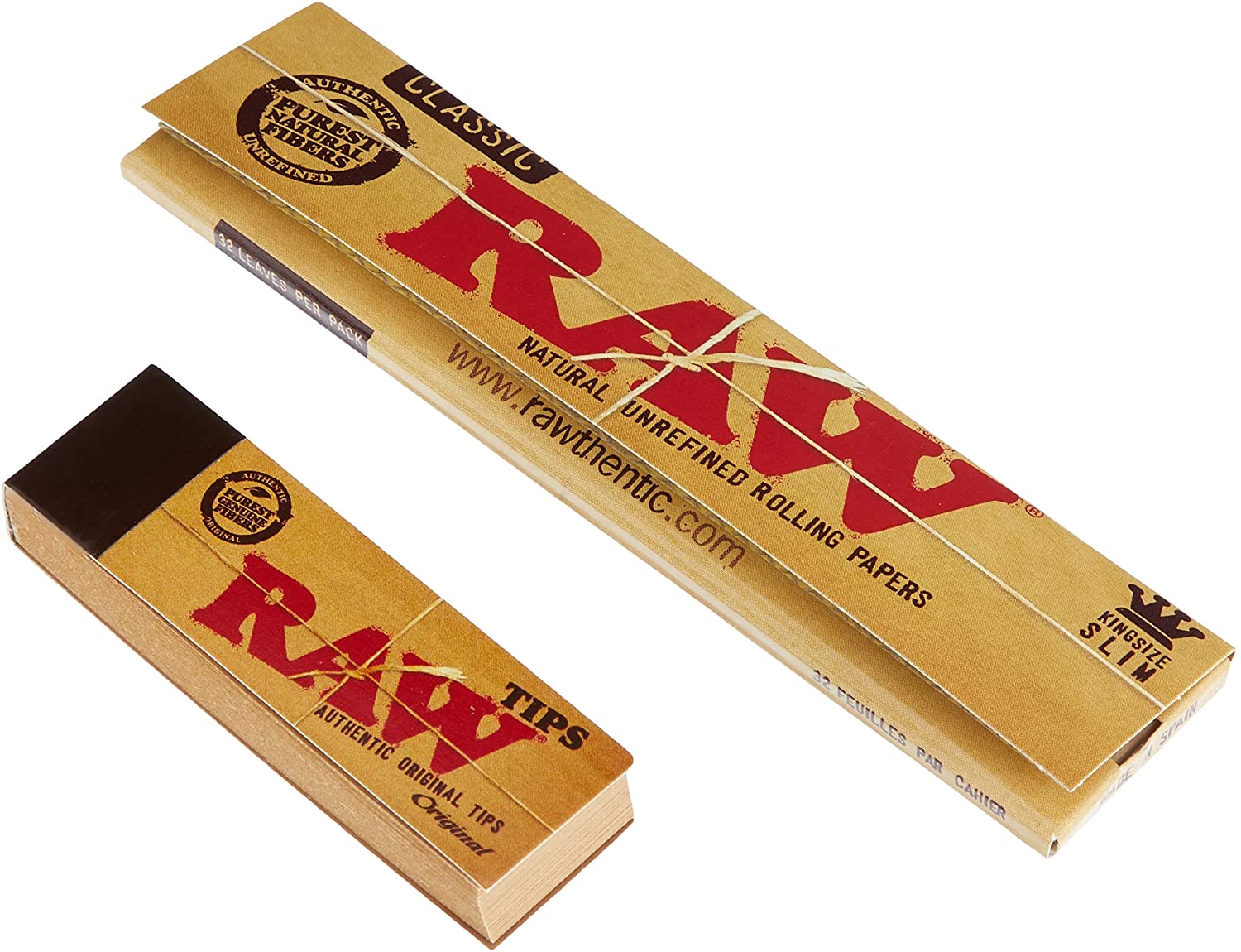 Raw Classic Kingsize Slim Rolling Papers and Tips