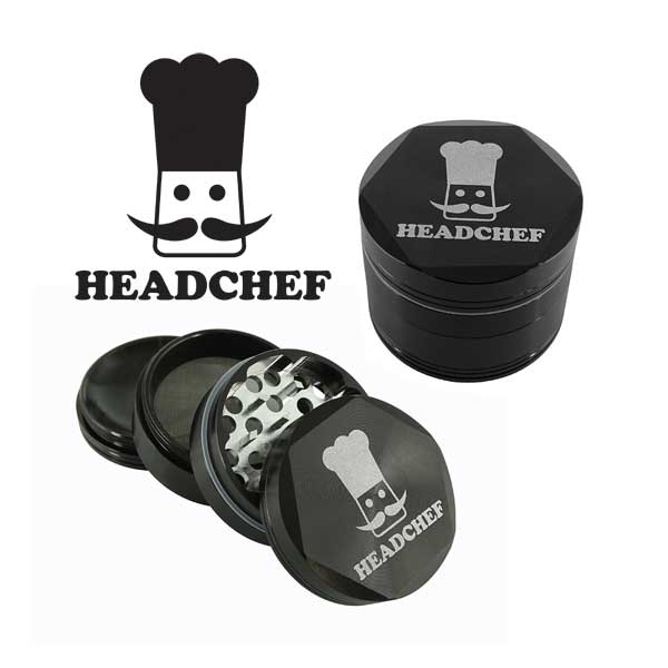Headchef Hexcellence Herbal Grinder (Black) 55mm, 4 piece Hard Anodised Grinder