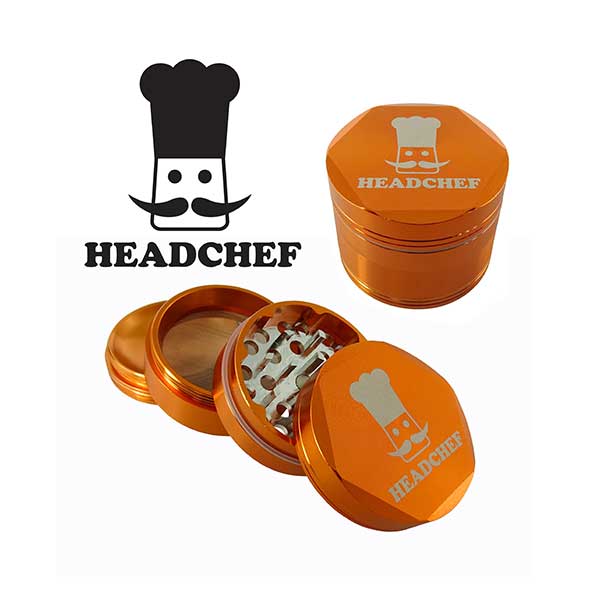 Headchef Hexcellence Herbal Grinder (Orange) 55mm, 4 piece Hard Anodised Grinder