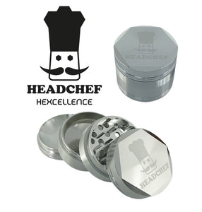 Headchef Hexcellence Herbal Grinder (Silver) 55mm, 4 piece Hard Anodised Grinder
