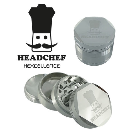 Headchef Hexcellence Herbal Grinder (Silver) 55mm, 4 piece Hard Anodised Grinder