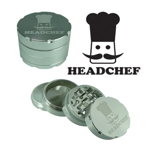Headchef Razor Herbal Grinder (Silver) 50mm, 4 piece with Extra Hard Sharp Teeth