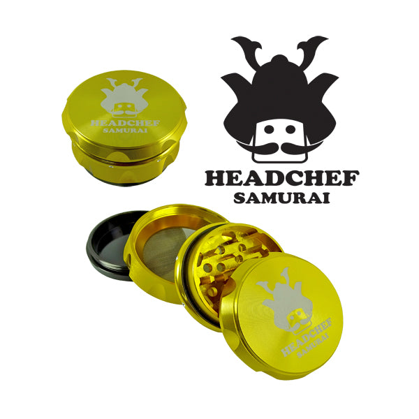 Headchef Samurai Herbal Grinder (Gold) 55mm, 4 piece