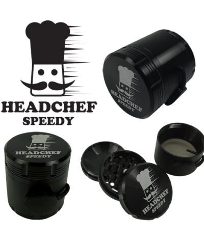Headchef Speedy G Herbal Grinder (Black) 50mm, 4 piece Unique Speedy Dispensing System