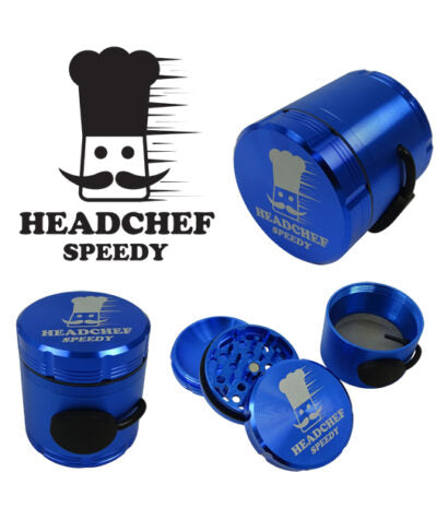 Headchef Speedy G Herbal Grinder (Blue) 50mm, 4 piece Unique Speedy Dispensing System
