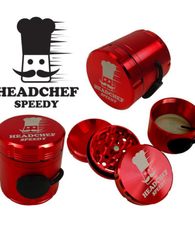 Headchef Speedy G Herbal Grinder (Red) 50mm, 4 piece Unique Speedy Dispensing System