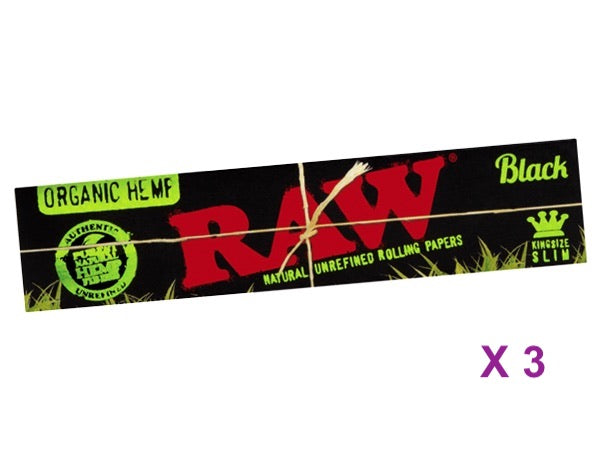 Raw Black Organic Hemp Kingsize Slim Natural Unrefined Rolling Papers