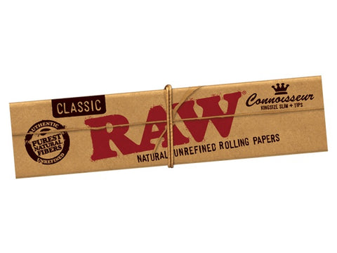 Raw Classic Connoisseur Kingsize Slim + Tips (Natural Unrefined Rolling Papers)