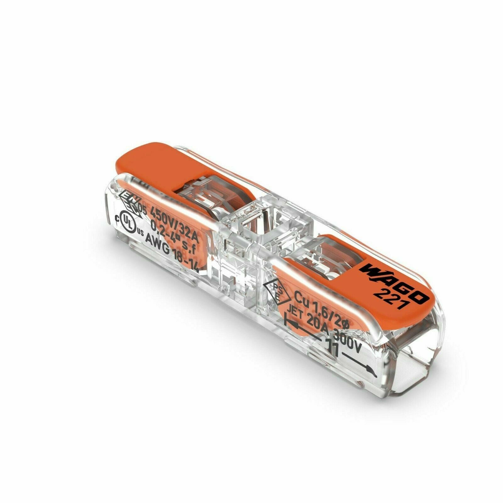 Wago 221-2411, 2x0.2-4mm2, Inline Splicing 1way connector